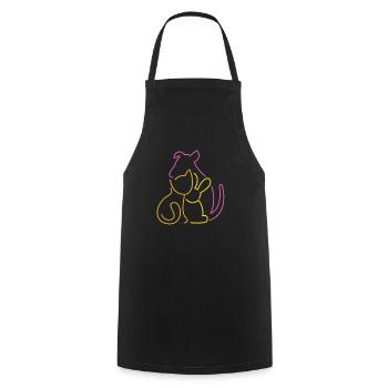 Tierische Freunde – pink orange gelb - Kochschürze - Schwarz - Vorne - AI Model Male 185 dark (185cm)