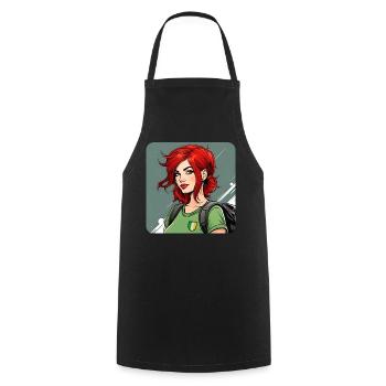 Fille rousse irlandaise cool - Tablier de cuisine - noir - Devant - AI Model Male 185 dark (185cm)