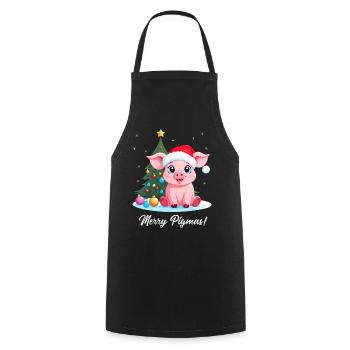 Cochon Noël fermier Joyeux Pigmas - Tablier de cuisine - noir - Devant - AI Model Male 185 dark (185cm)