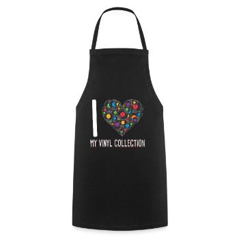 Love my vinyl collection / records - Cooking Apron - black - Front - AI Model Male 185 dark (185cm)