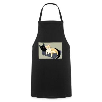 deux chats mignons - Tablier de cuisine - noir - Devant - AI Model Male 185 dark (185cm)