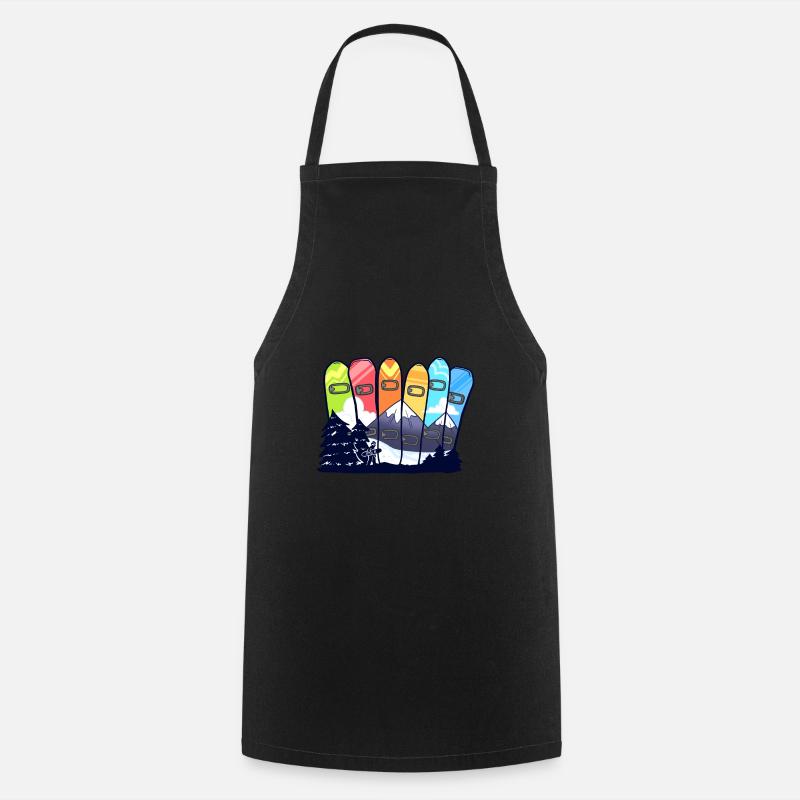 Snowboard Snowboards coloré Snowboarder - Tablier de cuisine - noir
