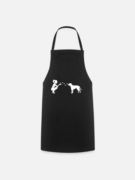 American Staffordshire Terrier mit Frau - Kochschürze - Schwarz