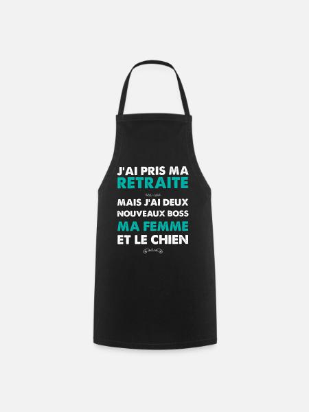 Homme retraite femme et chien - Tablier de cuisine - noir