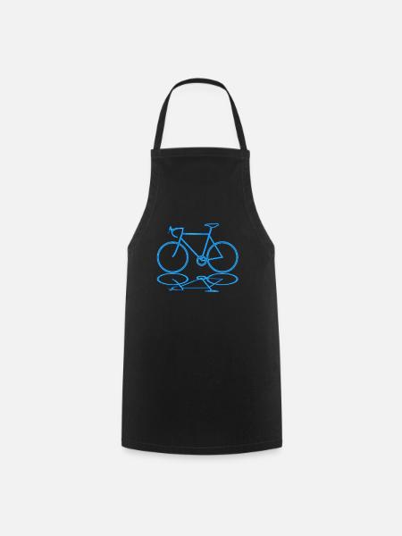 Rennrad Neon Blau mit Spiegelung - Kochschürze - Schwarz