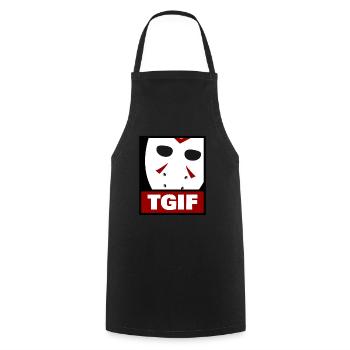 Horror mask thank God it's Friday - Cooking Apron - black - Front - AI Model Male 185 dark (185cm)