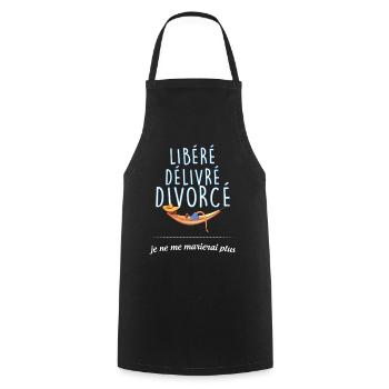 Libéré Délivré Divorcé Fini Le Mariage homme - Tablier de cuisine - noir - Devant - AI Model Male 185 dark (185cm)