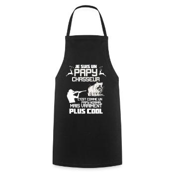 Papy chasseur cool sanglier Cadeau Grand-Père - Tablier de cuisine - noir - Devant - AI Model Male 185 dark (185cm)