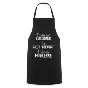 Maman Princesse humour cernes Maman Fatiguée - Tablier de cuisine - noir - Devant - AI Model Male 185 dark (185cm)