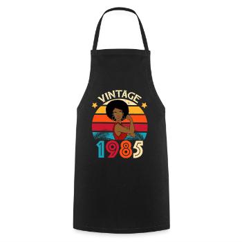 Vintage 1985 Geburtstag Afro Frau - Kochschürze - Schwarz - Vorne - AI Model Male 185 dark (185cm)