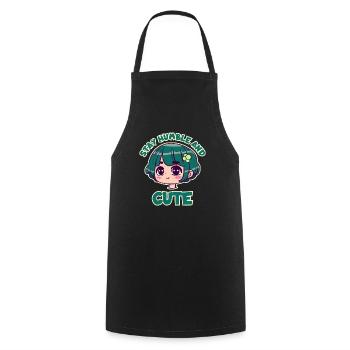 Bleib bescheiden und süß - Anime Girl - Kochschürze - Schwarz - Vorne - AI Model Male 185 dark (185cm)
