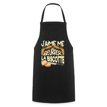 J'aime me beurrer la biscotte oss 117 réplique - Tablier de cuisine - noir - Devant - AI Model Male 185 dark (185cm)