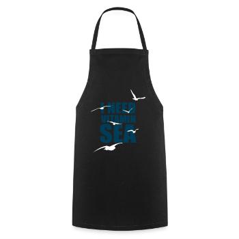 I need Vitamin Sea - Flock of Seagulls - Gift - Cooking Apron - black - Front - AI Model Male 185 dark (185cm)