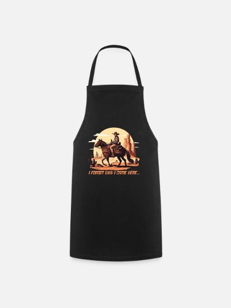 outdoor cowboy western horse riding - Cooking Apron - black
