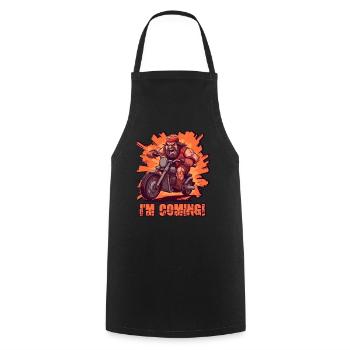 Angry biker arrives - Cooking Apron - black - Front - AI Model Male 185 dark (185cm)