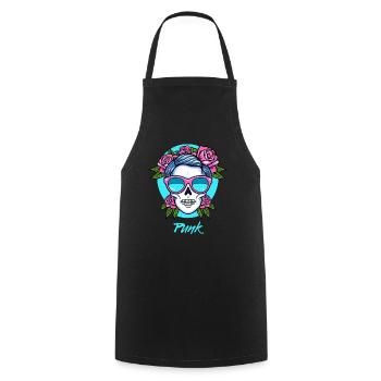 Punk skull and roses - Cooking Apron - black - Front - AI Model Male 185 dark (185cm)