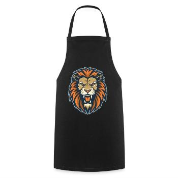 Un lion rugissant - Tablier de cuisine - noir - Devant - AI Model Male 185 dark (185cm)