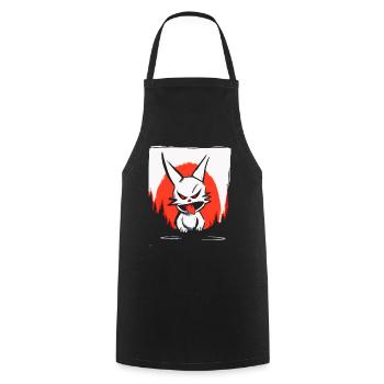 Soleil rouge japonais et un lapin coquin - Tablier de cuisine - noir - Devant - AI Model Male 185 dark (185cm)