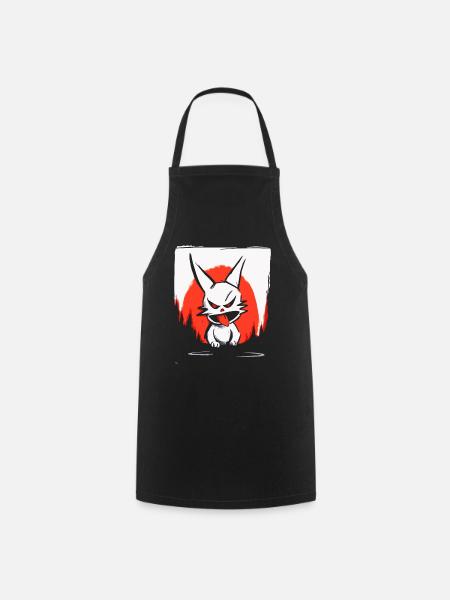 Japanese Red Sun and a Naughty Bunny - Cooking Apron - black