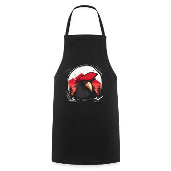 Soleil rouge japonais : Perroquet pirate cool - Tablier de cuisine - noir - Devant - AI Model Male 185 dark (185cm)