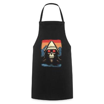 Soleil rouge japonais : Crâne de démon intérieur - Tablier de cuisine - noir - Devant - AI Model Male 185 dark (185cm)