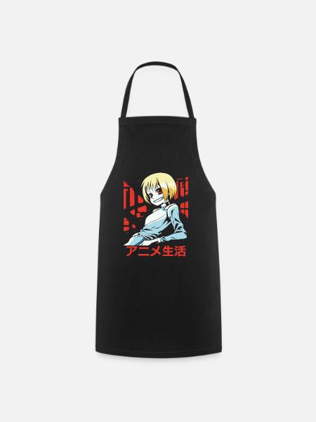 Relaxed anime girl from Japan - Cooking Apron - black