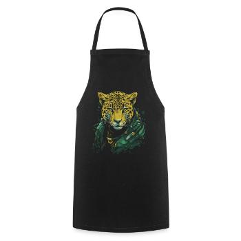 Un léopard cool - Tablier de cuisine - noir - Devant - AI Model Male 185 dark (185cm)