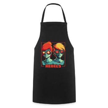 Anime Manga Cartoon Fashion Rebels - Cooking Apron - black - Front - AI Model Male 185 dark (185cm)