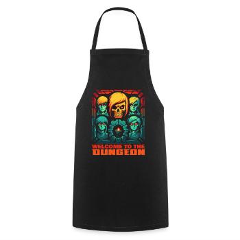 Welcome to the dungeon with skull and friends - Cooking Apron - black - Front - AI Model Male 185 dark (185cm)