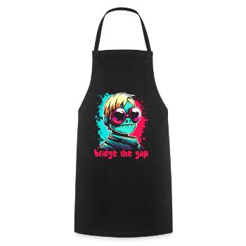 Cybernetic: Bridge between frog and human - Cooking Apron - black - Front - AI Model Male 185 dark (185cm)