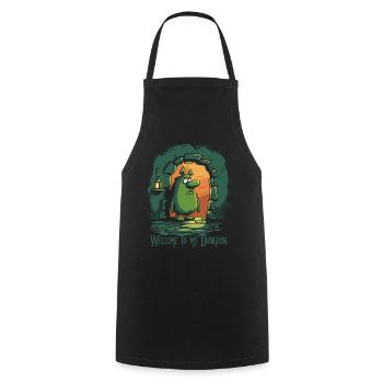 Welcome to My Dungeon: Funny Creature - Cooking Apron - black - Front - AI Model Male 185 dark (185cm)