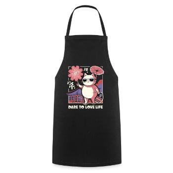 Love life like a Japanese cat - Cooking Apron - black - Front - AI Model Male 185 dark (185cm)