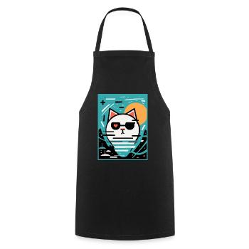 Art artiste chat avec coeur - Tablier de cuisine - noir - Devant - AI Model Male 185 dark (185cm)