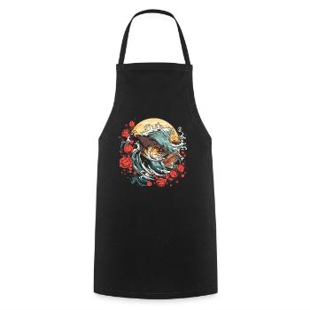 Like a fish in the sea - Cooking Apron - black - Front - AI Model Male 185 dark (185cm)