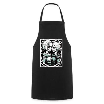 Medieval Zombie Lovers of Love - Cooking Apron - black - Front - AI Model Male 185 dark (185cm)