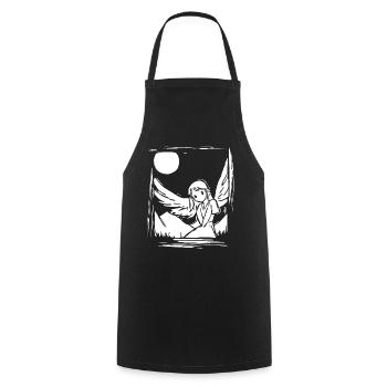 The cutest angel under the moon, angel - Cooking Apron - black - Front - AI Model Male 185 dark (185cm)