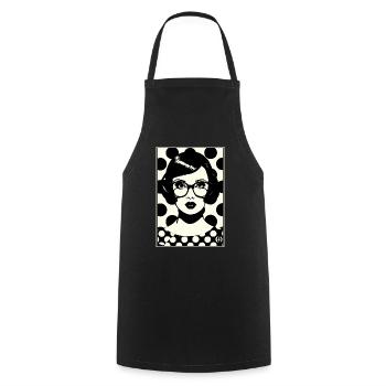 1950s Polka Dot Glasses Secretary Wife - Cooking Apron - black - Front - AI Model Male 185 dark (185cm)