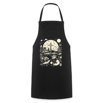 Squelette ludique et folie abstraite de la nature - Tablier de cuisine - noir - Devant - AI Model Male 185 dark (185cm)