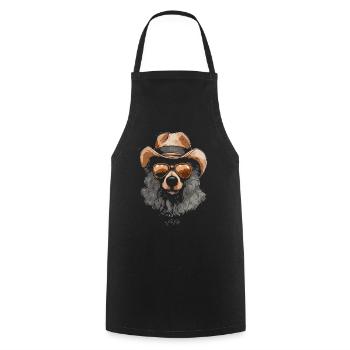 In a hat and sunglasses: A cool bear - Cooking Apron - black - Front - AI Model Male 185 dark (185cm)