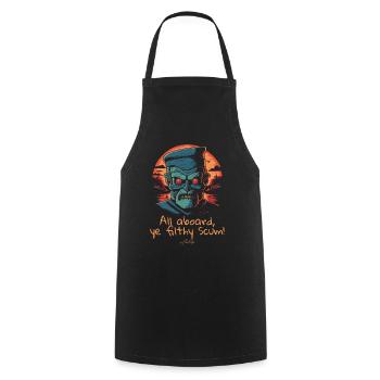 All aboard, you filthy rabble! Captain - Cooking Apron - black - Front - AI Model Male 185 dark (185cm)