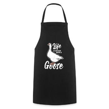 Life is better with a goose - Gänse Fan - Cooking Apron - black - Front - AI Model Male 185 dark (185cm)