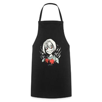 Fille manga anime souriante - Tablier de cuisine - noir - Devant - AI Model Male 185 dark (185cm)