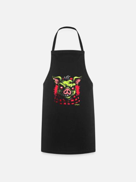 Böses grünes Schwein - Kochschürze - Schwarz