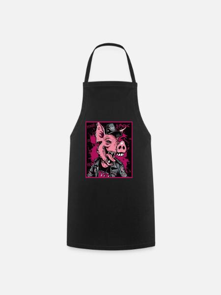 Le punk est mort, cochon punk rock - Tablier de cuisine - noir