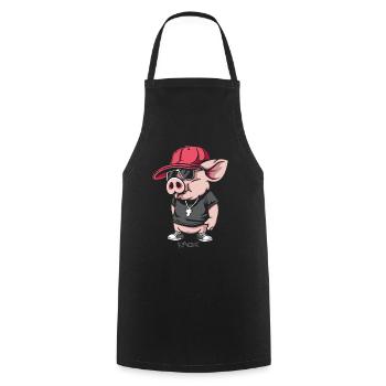Hip-Hop, Graffiti, Breakdance, Culture, Cochon - Tablier de cuisine - noir - Devant - AI Model Male 185 dark (185cm)