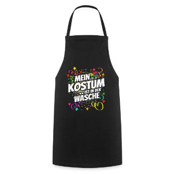 Mein Kostüm ist in der Wäsche - Karneval - Spruch - Kochschürze - Schwarz - Vorne - AI Model Male 185 dark (185cm)