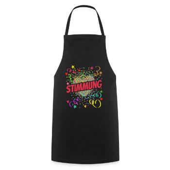 Stimmung Herz - Fasching - Karneval - Verkleidung - Kochschürze - Schwarz - Vorne - AI Model Male 185 dark (185cm)