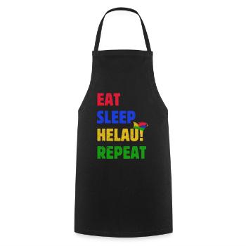 Eat Sleep Helau Repeat - Karneval Spruch - Kochschürze - Schwarz - Vorne - AI Model Male 185 dark (185cm)