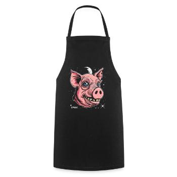 Der gute alte Freund: Das Weltraum Schwein - Kochschürze - Schwarz - Vorne - AI Model Male 185 dark (185cm)