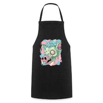 Psychedelic Acid Pig - Cooking Apron - black - Front - AI Model Male 185 dark (185cm)
